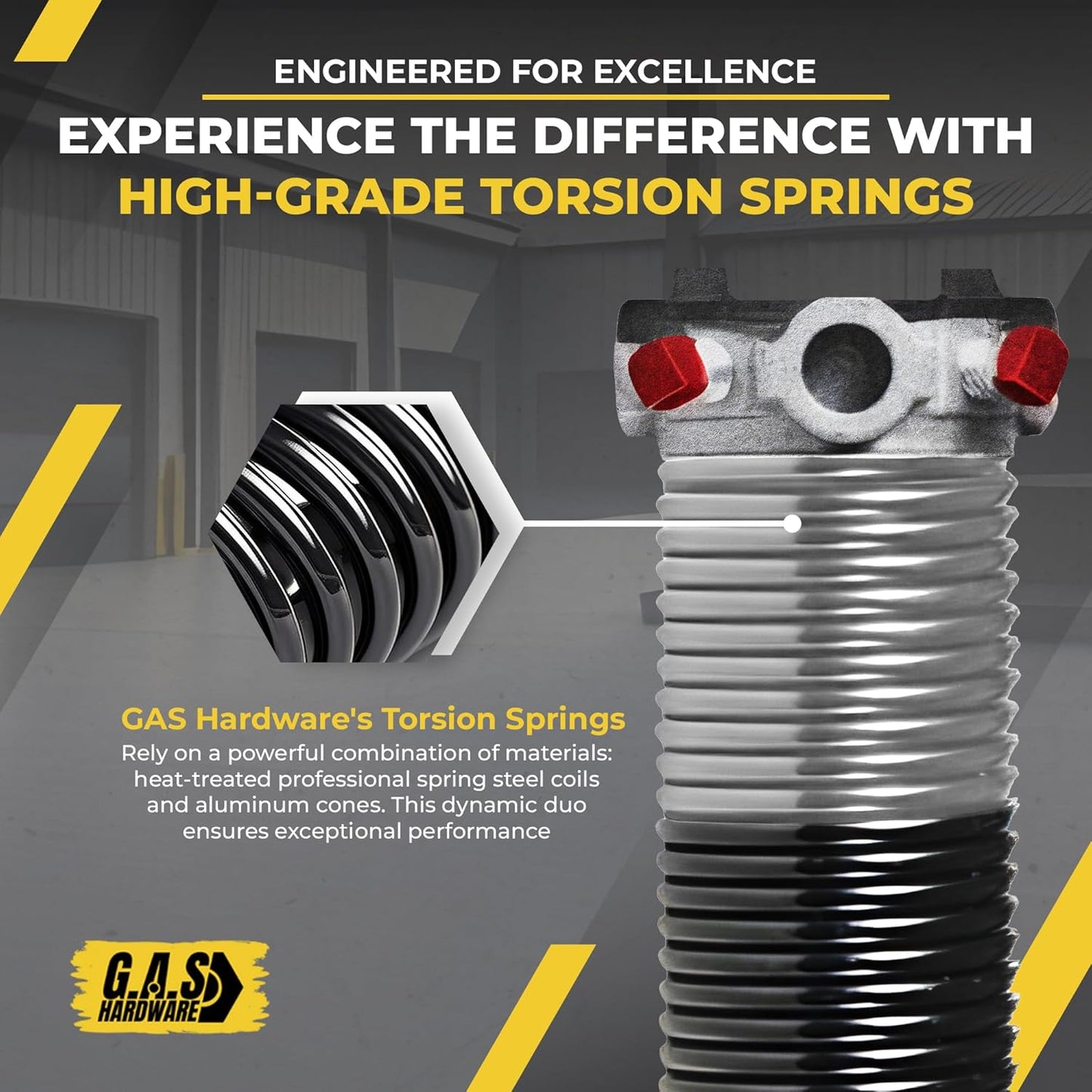 Garage Door Torsion Spring 218x2x24 Torsion Springs for Garage Door Repair Right Hand Wound Replacement for Left Side of Garage Door with 1" Steel Bearing, Gloves, Manual and Winding Bars (Red Cone)