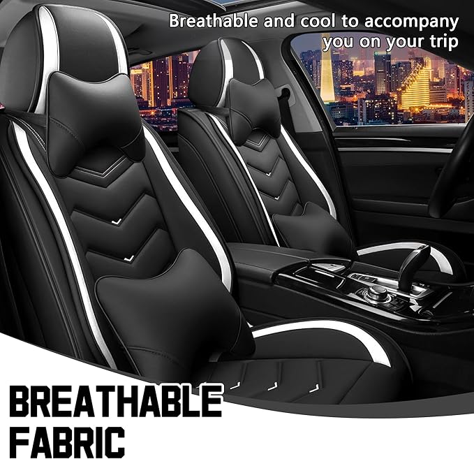 CTDS Car Seat Covers for Honda HR-V 2016-2026, Stylish Sport Seat Cover, Premium Nappa Leather Car Seat Cover. Automobile Seat Covers Sets.(Luxury 2 Seats/Black White)