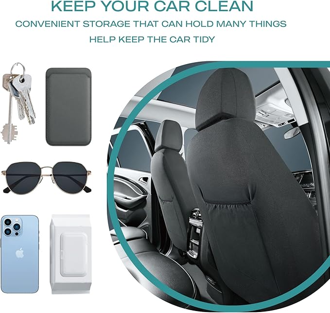 Skechers Car Seat Covers,Leather Seat Covers with GOGA Mat Technology,Waterproof Car Seat Covers Front Seats,Airbag Compatible,Comfort Universal Fit for Most Cars,Vans,Trucks,SUVs,Grey