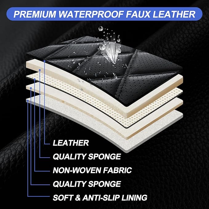 Fit RLX Car Seat Covers for Acura RLX 2013-2020 - Premium Leather, Waterproof, All-Weather, Airbag Compatible, Anti-Slip, Breathable, Easy Install, Seat Protectors, Full Set, Redline