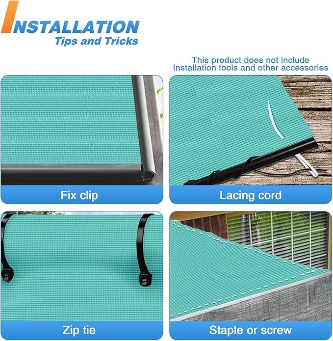 TANG Sun Shade Fabric Roll 8'x86' Shade Cloth for Garden Turquoise Green HDPE Mesh Shading Pergola Cover Replacement Canopy, 95% Blockage Sunshades for Outdoor Patio Backyard Plant