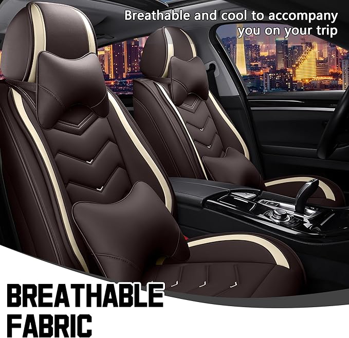 CTDS Car Seat Covers for Chevy Equinox 2005-2026, Stylish Sport Seat Cover, Premium Nappa Leather Car Seat Cover. Automobile Seat Covers Sets.(Luxury 2 Seats/Coffee Color)