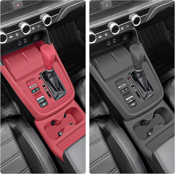 Temmis Center Console Silicone Organizer with Cup Holder for Honda CRV 2023-2026 (Gasoline Version), Full-Wrap Center Consel Electrostatic adsorption Cover for Honda CRV-Red