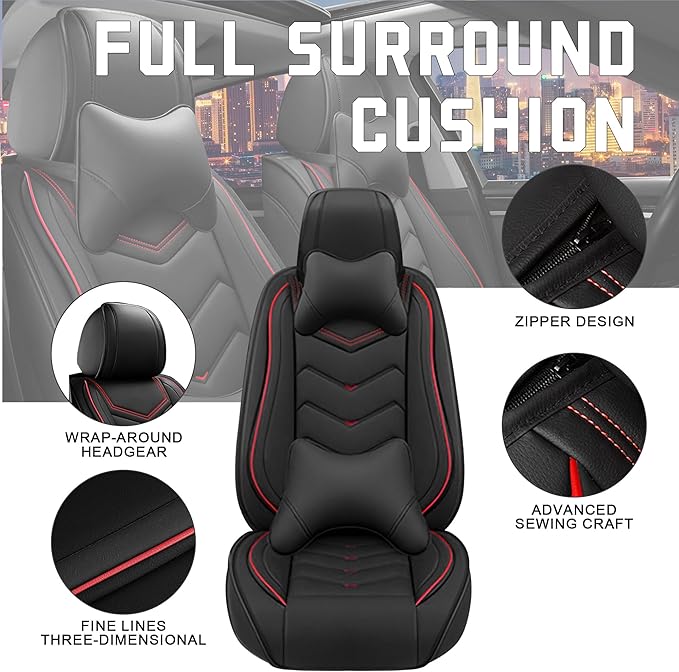 CTDS Car Seat Covers for Nissan Altima 2001-2026, Stylish Sport Seat Cover, Premium Nappa Leather Car Seat Cover. Automobile Seat Covers Sets.(Luxury 5 Seats/Black)