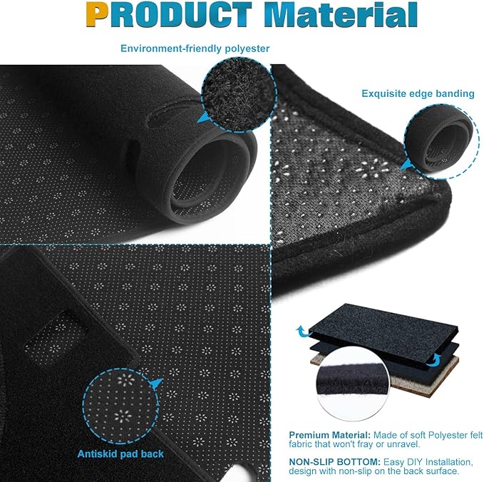 x xotic tech Center Console Dashboard Mat Pre-Cut Non-Slip Sunshield Sun Glare Protector Dash Carpet Pad Black Cover Compatible with Toyota Corolla 2019 2020 2021 2022 2023 2024 2025 2026