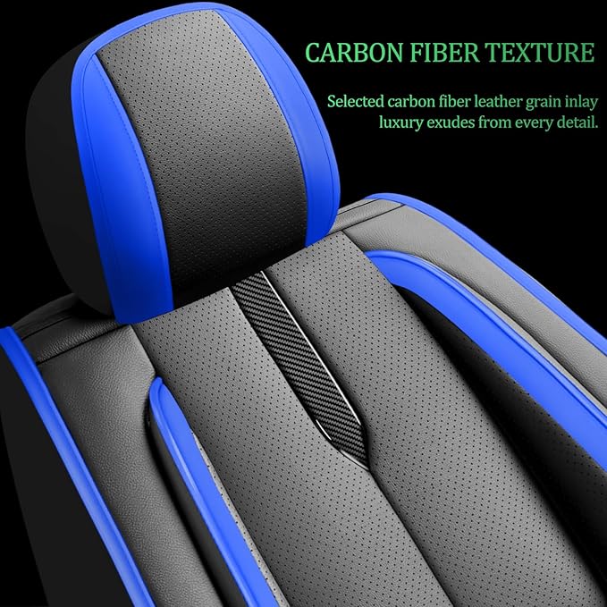 Fit Fj Cruiser Car Seat Covers for Toyota Fj Cruiser 2007-2013 2014 -Upgraded Premium Waterproof & Breathable Leather,Airbag Compatible,All-Weather Seat Cushion Protector,2 Front/Black-Blue