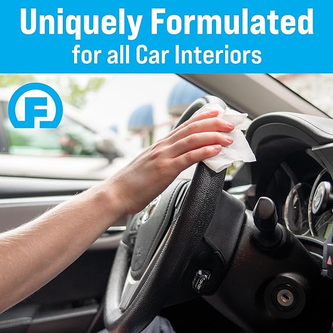 Fortress Car Interior Wipes (25 ct, Pack of 8) for Car Interior Cleaning, Dashboard, Seats, Detailing, and Steering Wheel [Travel Size] Skin-Safe Car Interior Cleaner Supplies