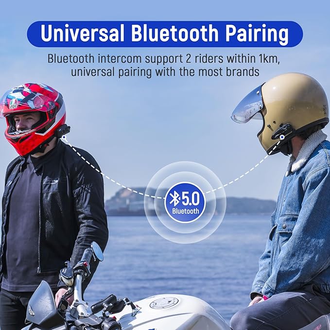 LEXIN MeshCom Motorcycle Bluetooth Headset, 24 Riders Mesh Helmet Communication System with Audio Multitasking/Music Sharing/1100mAh Battery/FM Radio/Noise Reduction/IP67 Waterproof, 1 Pack