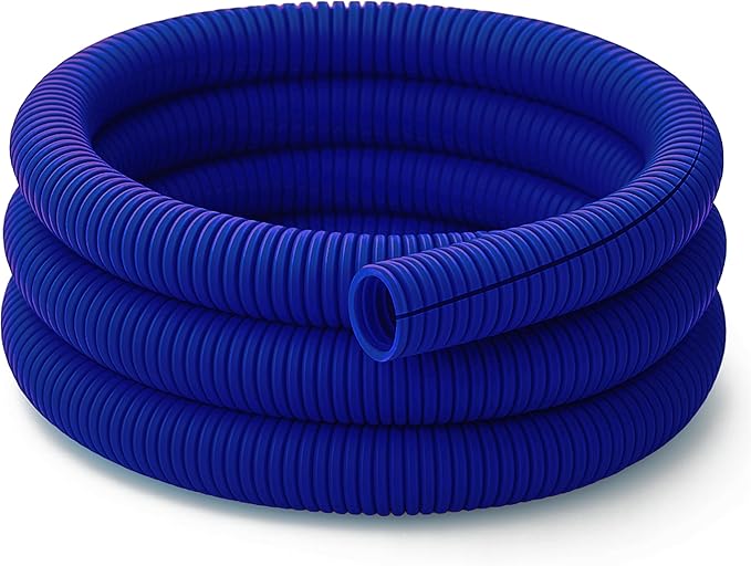 Electriduct Split Wire Loom Tubing Polyethylene Corrugated Flexible Conduit - 3/8" Nominal Size - 20 Feet - Blue