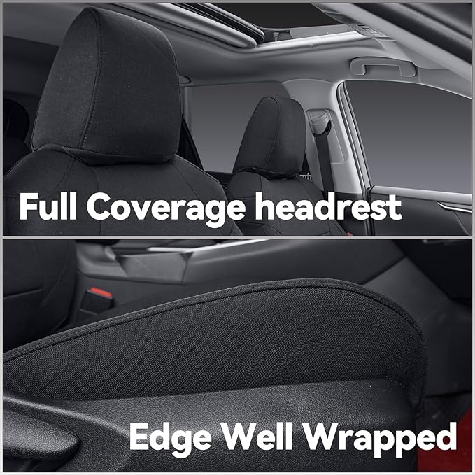 coverdream 2026 Rav4 Seat Covers Custom Fit for 2026 Toyota Rav4 Hybrid (SE,XSE) & PHEV GR Sport SUV,Full Set Polyester Car Seat Protector Black