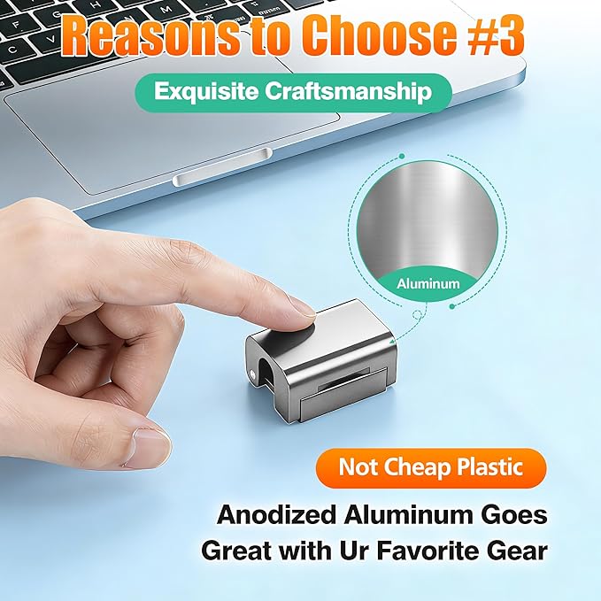 AGVEE 4 Pack Magnetic Cord Organizer Clips, 10mm Ultra-Thin Aluminum Cable Management Holder, 2 Pairs of Strong Magnets Keeper for Home Desk Office Gadgets Accessories, Residue-Free Tape, Silver