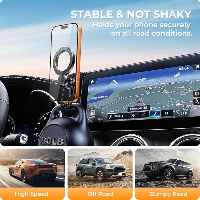 Car Phone Holder for Mercedes Benz GLC 2020-2022 & C-Class 2019-2021 (Only for 10.25-Inch Screen) 360° Rotation Magnetic Cell Phone Mount, Compatible with Magsafe, Does Not Affect Air Vent