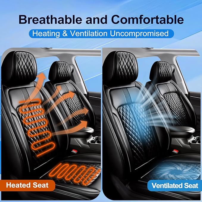 Fit Colorado Car Seat Covers for Select Chevy/Chevrolet Colorado 2015-2026 - Premium Full Coverage Leather, Waterproof & All Weather Seat Cushion Protector, Full Set, Black