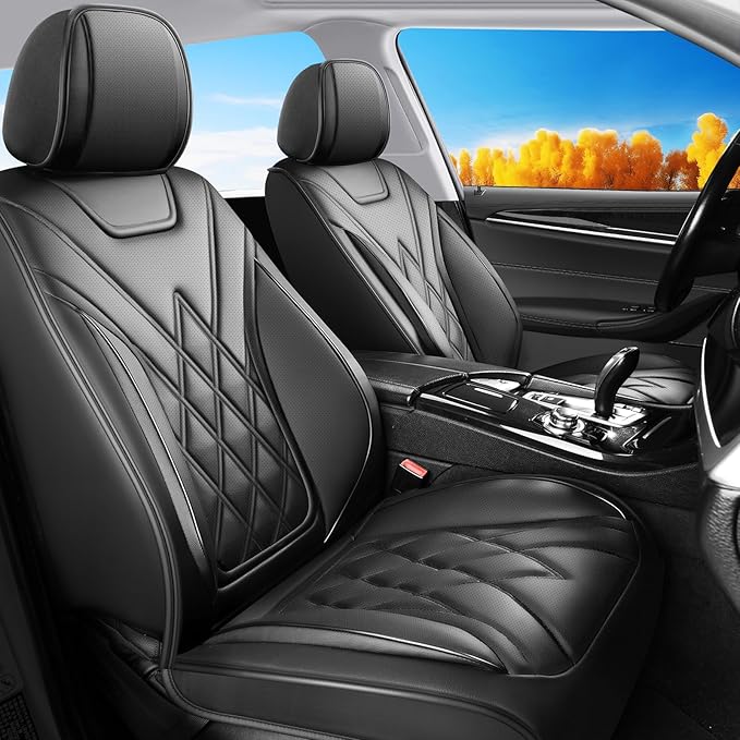 Fit TSX Car Seat Covers for Acura TSX 2003-2014 - Premium Leather, Waterproof, All-Weather, Airbag Compatible, Anti-Slip, Breathable, Easy Install, Seat Protectors, Full Set, Black