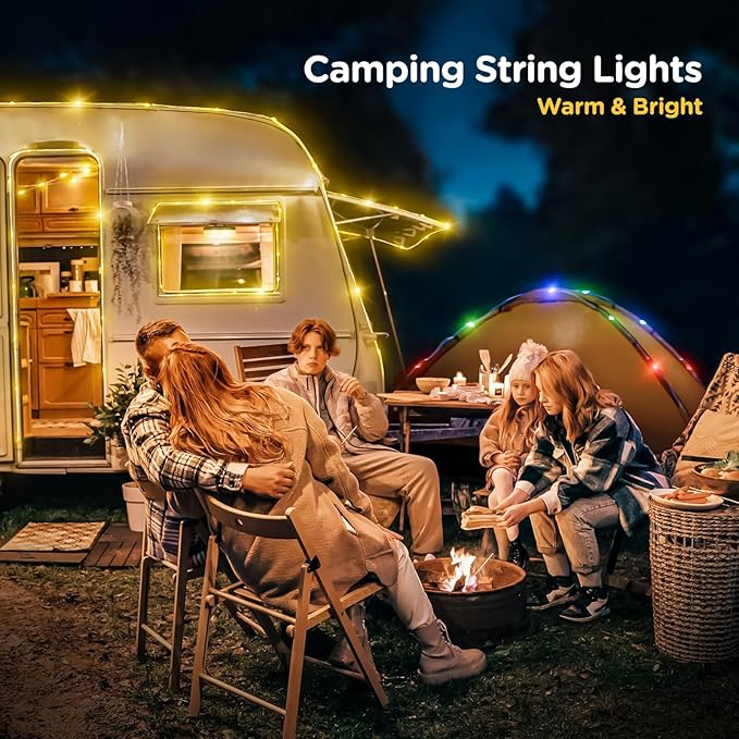 OGERY 3-Pack Camping String Lights, 4 in 1 Quick Storage 32.8FT Rechargeable Tent Lights String with 8 Lighting Modes, Hanging Waterproof Portable LED Lamp for Outdoor Patio Awning Party Essentials