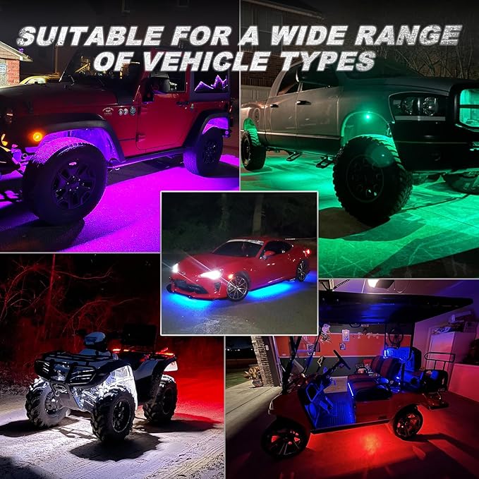 2 Pods RGB Rock Lights Replacement Damaged Pod for Full Angle RGB LED Rock Lights 12v Underglow Light Multicolor Waterproof Neon for Jeep Trucks ATV UTV Golf Cart Offroad Pickup RZR SXS