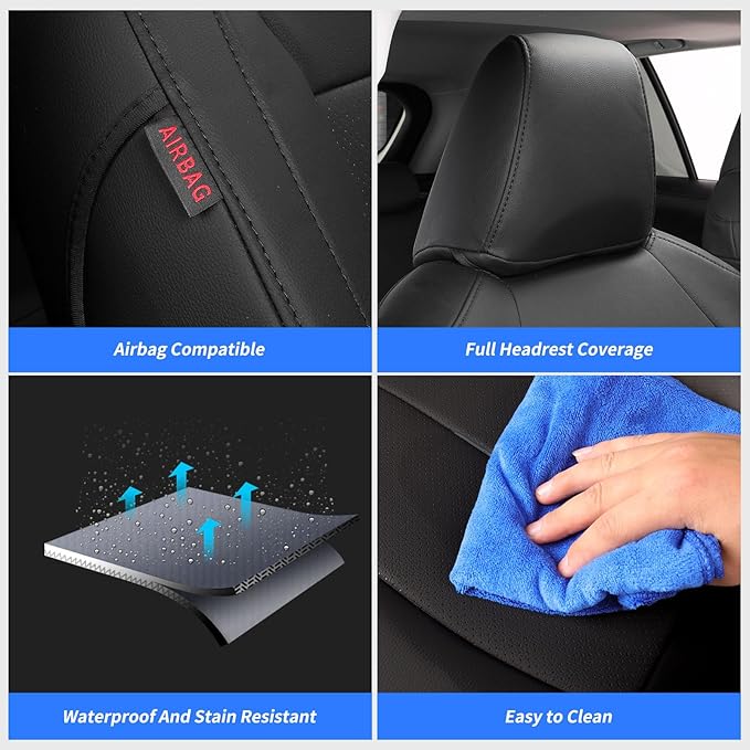 coverdream 2026 Rav4 Seat Covers Custom Fit for 2026 Toyota Rav4 Hybrid (SE,XSE) & PHEV GR Sport SUV,Full Set Luxury Waterproof Leather Car Seat Protector