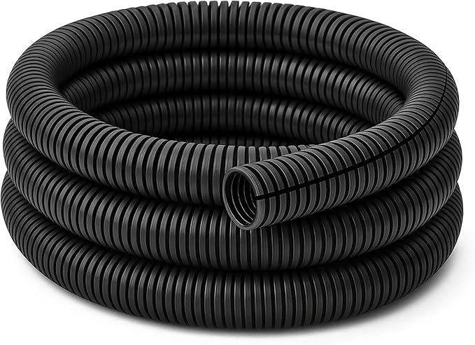 Electriduct Split Wire Loom Tubing Polyethylene Corrugated Flexible Conduit - 2" Nominal Size - 10 Feet - Black