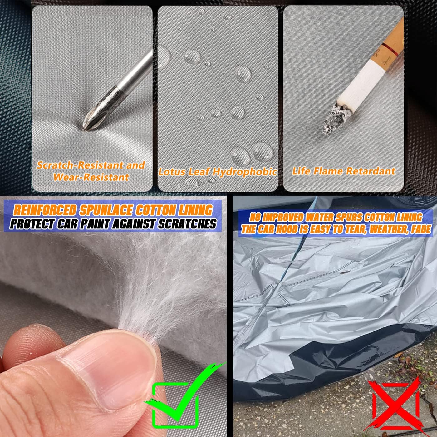 Breathable New Material, Waterproof Car Cover, Locks and Zipper Doors, Sunscreen Waterproof UV Prevention Snowproof Wind and Windproof,Suitable for Indoor Outdoor,for SUV (214"-236") B15