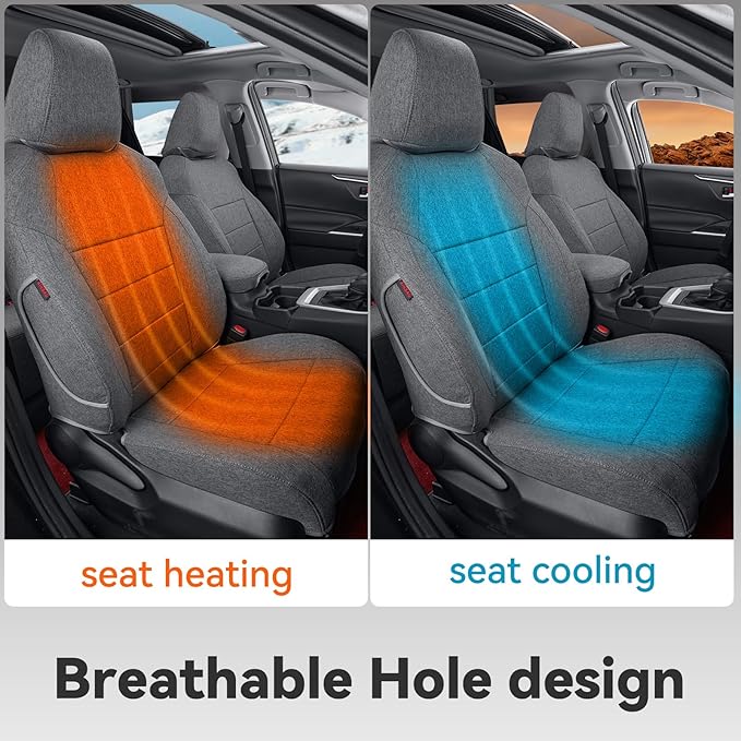 coverdream 2026 Rav4 Seat Covers Custom Fit for 2026 Toyota Rav4 Hybrid (SE,XSE) & PHEV GR Sport SUV,Full Set Polyester Car Seat Protector Grey