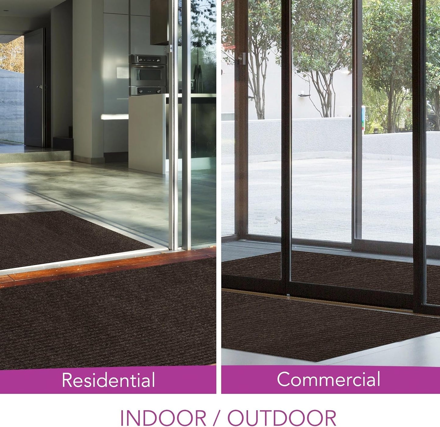iCustomRug Spartan Weather Warrior Indoor/Outdoor Utility Ribbed Carpet Runner with Non-Slip Thermoplastic Rubber Backing, 3ft X 20ft in Brown