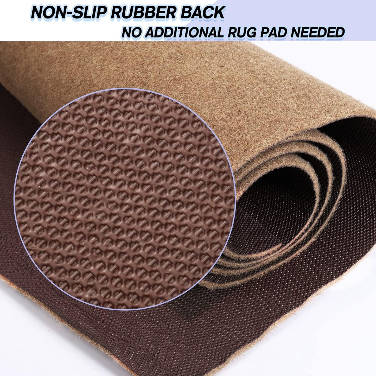 Custom Size Backed Non-Slip Area Rugs Runner, Easy Clean, Waterproof Runner Rugs for Hallway Entryway, Kitchen, Laundry, 4FT x 45FT, Beige