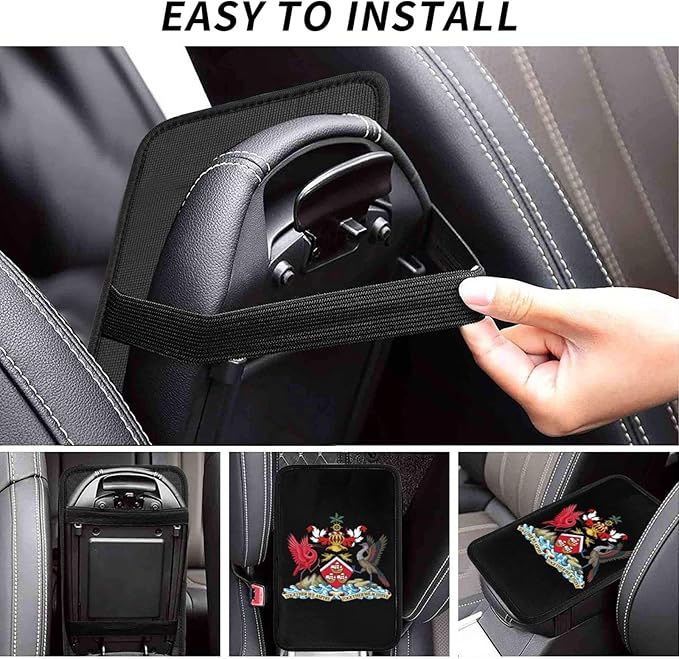 SEAEAGLE National Emblem of Trinidad and Tobago Car handrail Box Cushion Vehicle Center Console Armrest Cover Pad Soft Comfort Universal Fit