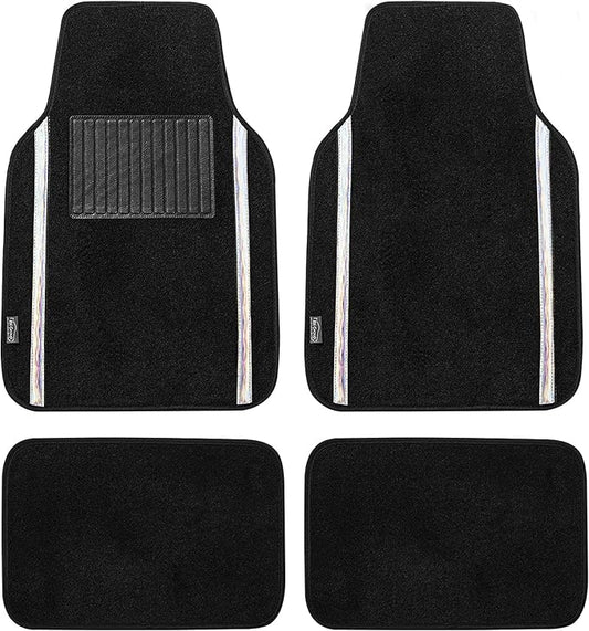 FH Group Universal Fit Car Floor Mats – All-Purpose Carpet Floor Mats & Protectors for Cars, SUVs & Trucks, Durable Automotive Carpet Mats, White & Black