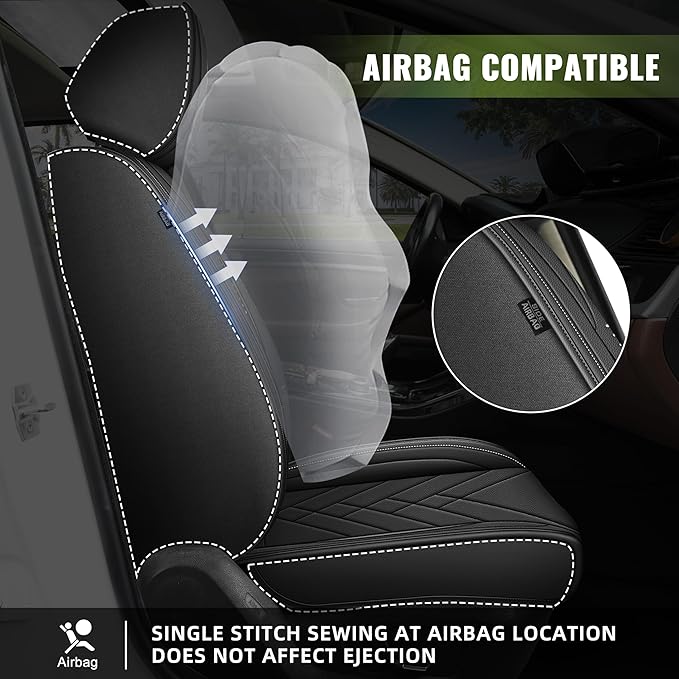 AOMSAZTO Car Seat Cover for Chevrolet Chevy Cruze 2011-2019 Front Set, Leather Car Seat Protector Waterproof, Non Slip Car Seat Cushion, Interior Seat Covers Automotive Accessories - Black