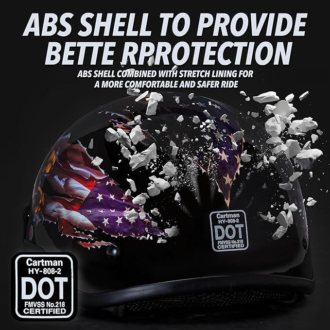 Cartman Cruiser Scooter Motorcycle Half Face Helmet, Patriotic Eagle USA Graphics, DOT Approved for Bike Scooter ATV UTV Chopper, X-Large