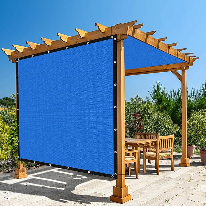Amagenix 90% Pergola Shade Cover 7' X 20' Sun Shade Cloth with Grommets for Outdoor Garden Patio Porch, Commercial Grade 200 GSM - Cable Zip Ties Included (We Customized) GN108, Blue