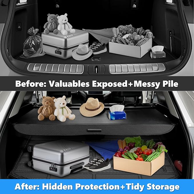 MIALUTY® Cargo Cover for 2008-2012 Ford Escape 3.0L Retractable Trunk Cover Escape Accessories Anti-Peeping Anti-Theft Privacy Screen,Trunk Luggage Shield Shade Carbon Fiber Texture