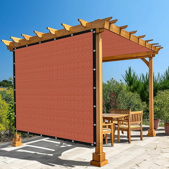 Amagenix 90% Pergola Shade Cover 4' X 10' Sun Shade Cloth with Grommets for Outdoor Garden Patio Porch, Commercial Grade 200 GSM - Cable Zip Ties Included (We Customized) GN108, Rust Red