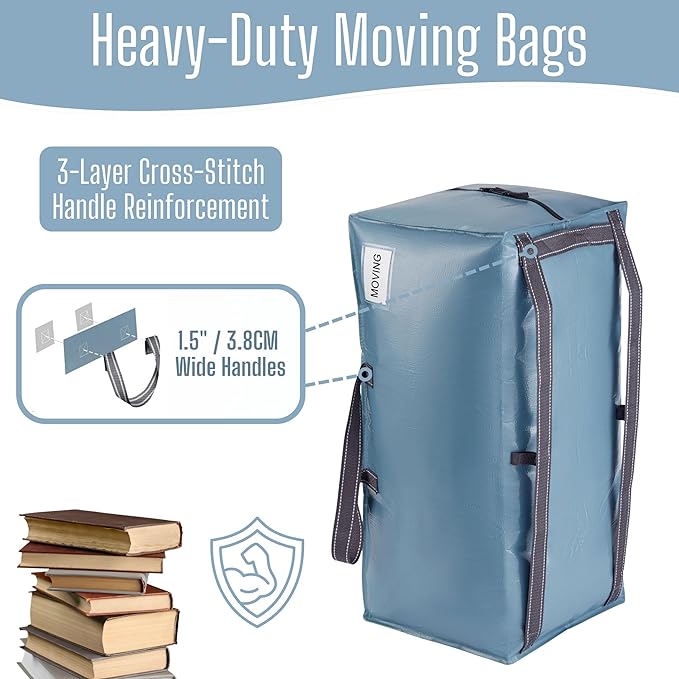 VENO 8 Pack Heavy Duty Moving Bags with Backpack Straps, Zippers & Handles, Extra Large Packing Bags for College Dorm Essentials, Moving Supplies Alternative to Cardboard Moving Boxes