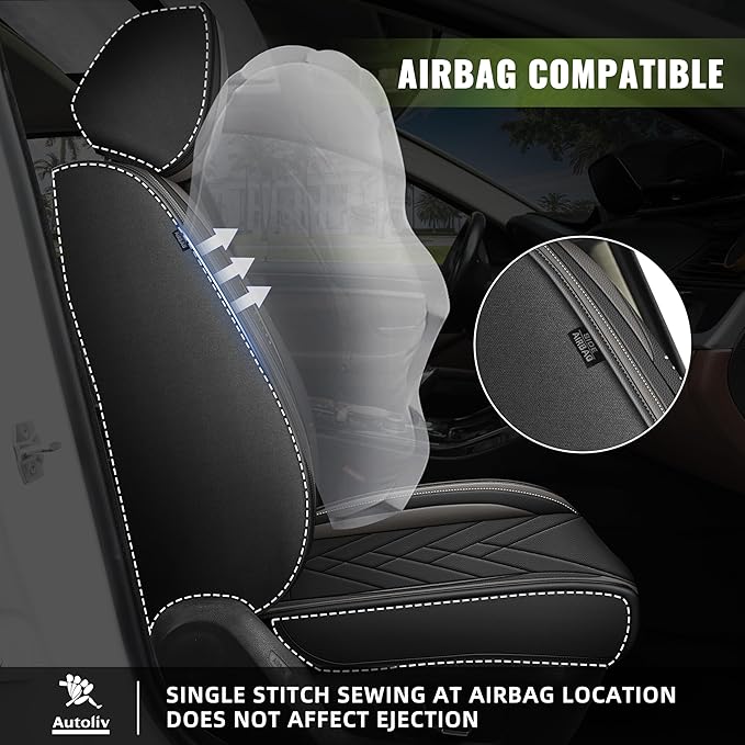 AOMSAZTO Car Seat Covers Full Set Fit for Nissan Maxima 2011-2023 Waterproof Faux Leather Car Seat Cushions Automotive 5 Seat Covers Set（Black&Grey）