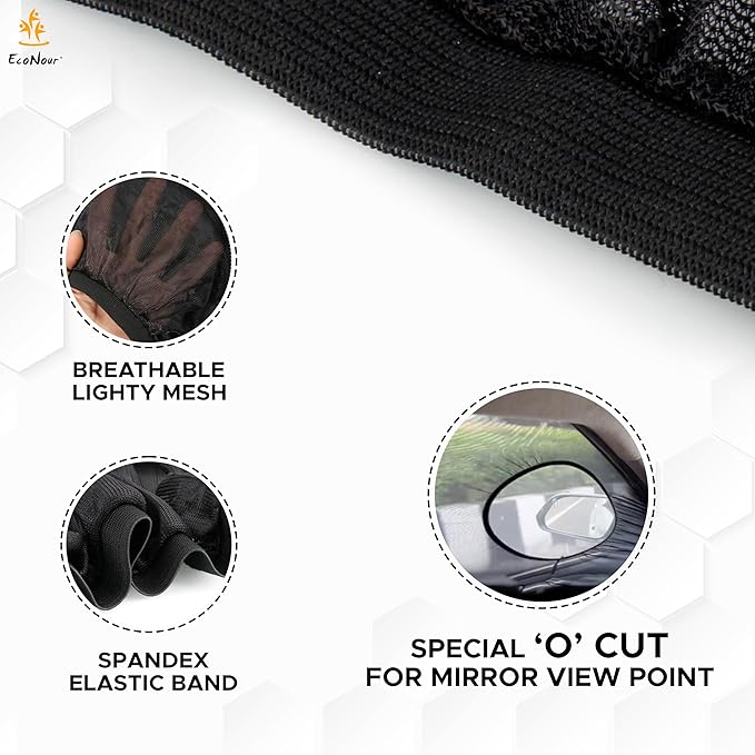 EcoNour Car Front Side Window Sun Shades Compatible for Toyota Tundra | 2Pack Breathable Super Stretchy Mesh Sun Shade | Heat Block UV Protection Car Window Screen Covers | Mosquito Net Curtains