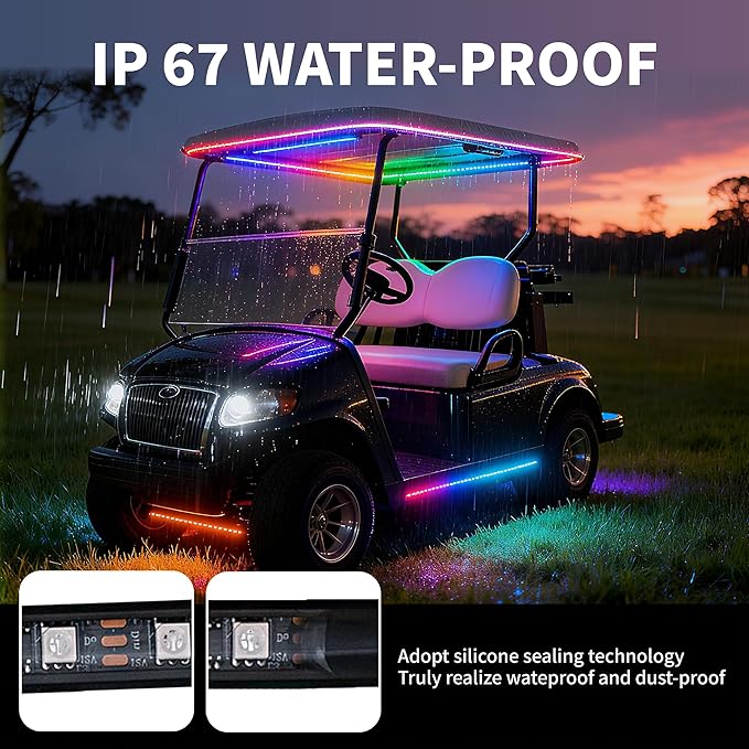 Golf Cart Lights underglow Light kit/Accessories Lighting/Wheel Lights/led Lights underbody/Remote, Music Sync, IP67 Waterproof for EZGO/Yamaha/Club Car (4Pcs)