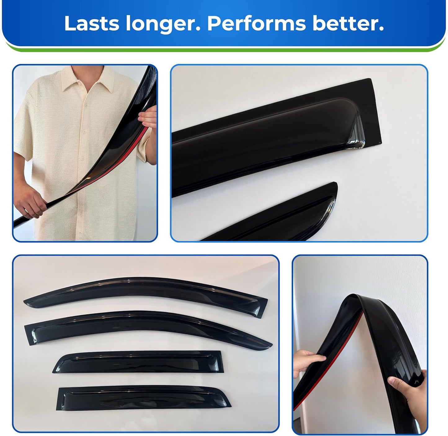 KPY Window Visor Compatible with Lexus RX350 RX350h RX500h 2023-2025, 4PC Rain Guard Side Window Vent Deflectors Tape-On Style, 2023 2024 2025