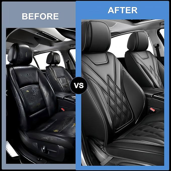 Fit Integra Car Seat Covers for Acura Integra 2023-2026 - Premium Leather, Waterproof, All-Weather, Airbag Compatible, Anti-Slip, Breathable, Easy Install, Seat Protectors, Full Set, Black