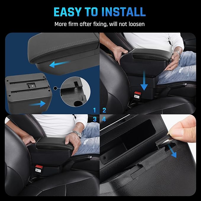 YJYWZH Double-Layer Armrest Box for Nissan Versa Almera 2020-2024 Car Center Storage Box Organizer Interior Hand Centre Consoles with 4 USB Port Cup Holder Black Accessories