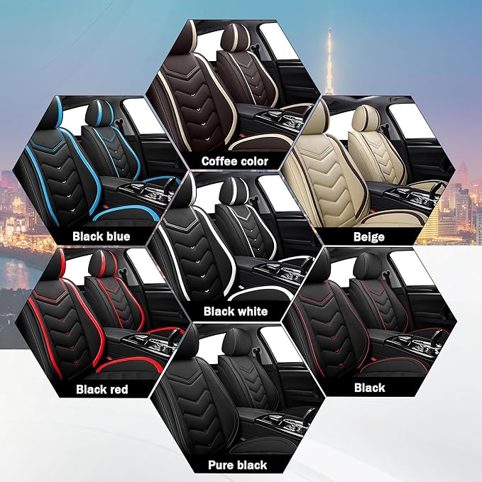 CTDS Car Seat Covers for Chevy Malibu 2000-2026, Stylish Sport Seat Cover, Premium Nappa Leather Car Seat Cover. Automobile Seat Covers Sets.(Standard 2 Seats/Black Red)