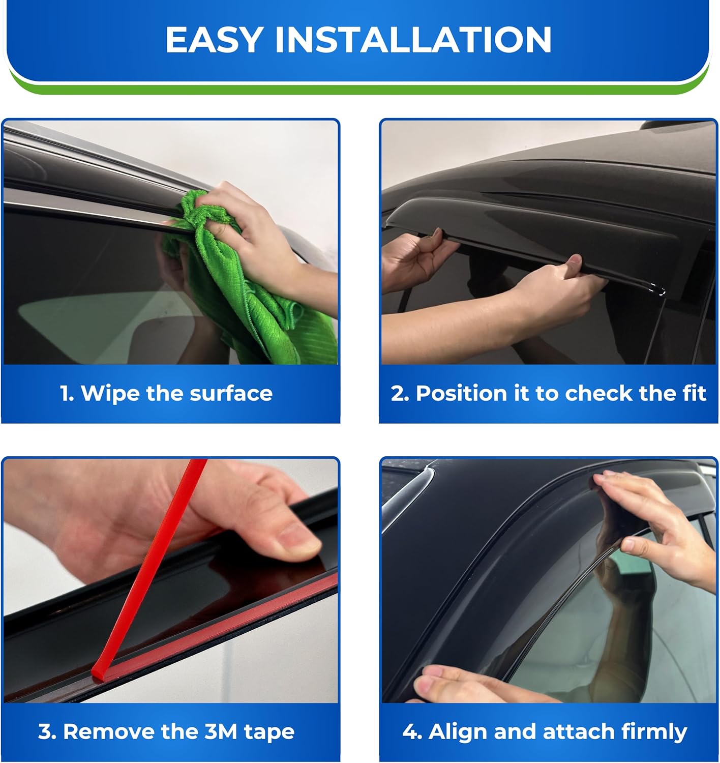 KPY Window Visor Compatible with Mazda CX-30 2020-2025 (CX30), 4PC Rain Guard Side Window Vent Deflectors Tape-On Style, 2020 2021 2022 2023 2024 2025