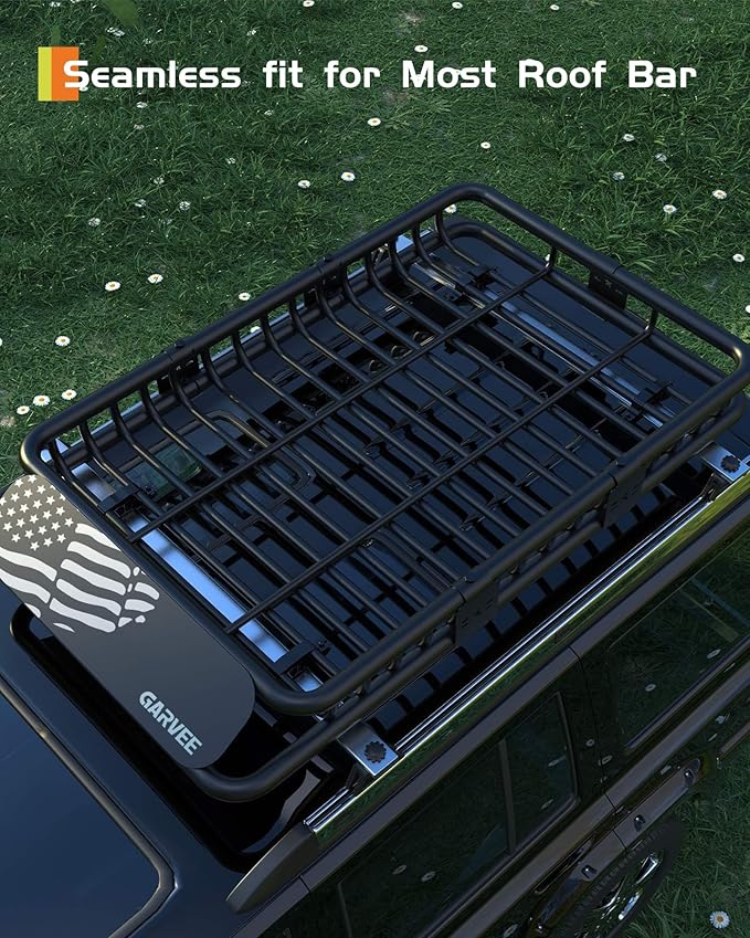 Garvee Universal Roof Rack Cargo Carrier Basket, 200 Lbs Capacity Rooftop Cargo Rack, Car Top Luggage Holder Basket Heavy Duty for SUVs, Trucks, Vehicles