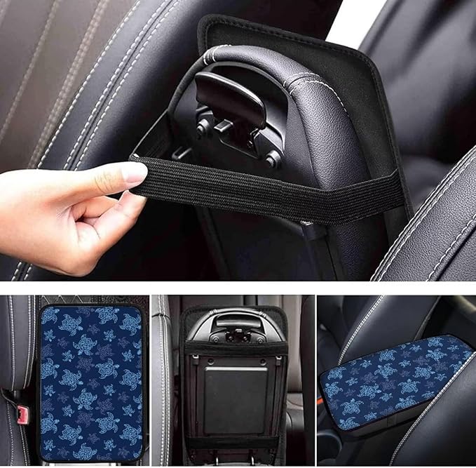 Sea Turtle Car Armrest Storage Box Mat Car Center Console Cover Car Armrest Seat Box Cover Universal Fit for Most Vehicle, SUV, Truck Car Decors