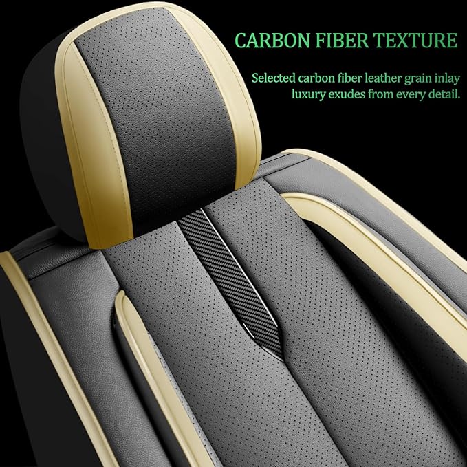 Fit 4Runner Car Seat Covers (5 Seats) for Select Toyota 4Runner 2003-2024 2025 2026 - Full Coverage Leather,Airbag Compatible, Waterproof & All Weather Seat Cushion Protector,Full Black-Beige