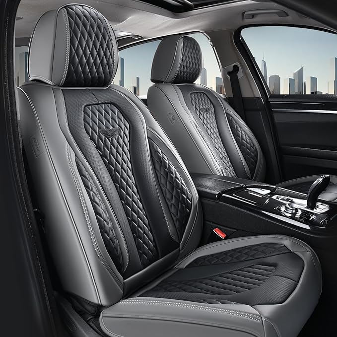 Coverado Car Seat Covers Front Pair, Black Seat Covers, Automotive Car Seat Cover, Car Seat Cushion, Car Seat Covers 2 Pack, Car Seat Protector Universal Fit Most Cars