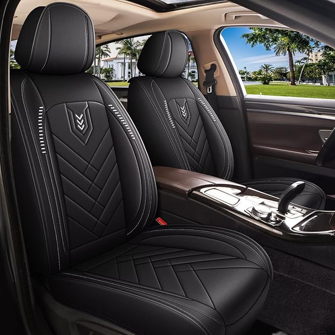 AOMSAZTO Full Set Seat Covers Fit for Mazda 3 2010-2019: 2 Row 5 Seats Faux Leather Waterproof Seat Covers Automotive Seat Cushion Protector(Black)