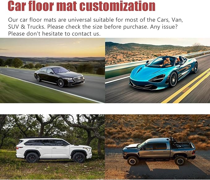 Custom Personalized Floor Mats for Cars，Luxury Full Coverage All Weather Car Floor Mats，Anti-Slip Leather Car Mat Set ，Custom Floor Mats for 99% of Cars, Trucks & SUVs (Pure Black)
