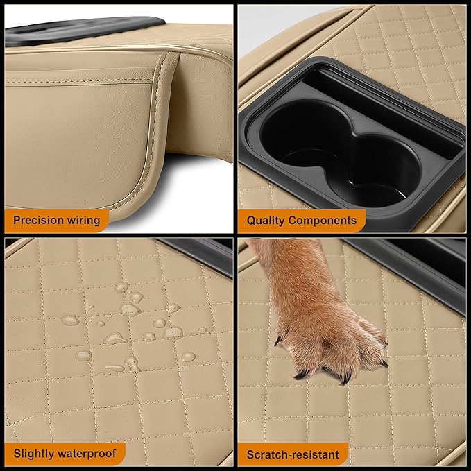 Armrest Cover for Car Fit for Jeep Compass - Center Console Cover with Cup Holders and 2 Storage Pockets(Beige)