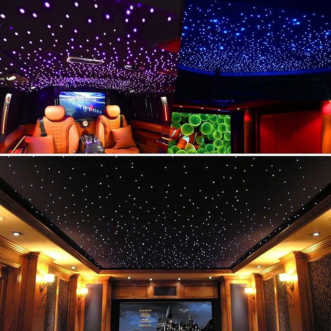 CHINLY Twinkle 460pcs 9.8ft 0.03in Fiber Optic Lights Starlight Headliner kit, Music Mode Bluetooth APP Control Remote, RGBW Star roof Lights for Star Headliner/Home Theater/Pool Ceiling